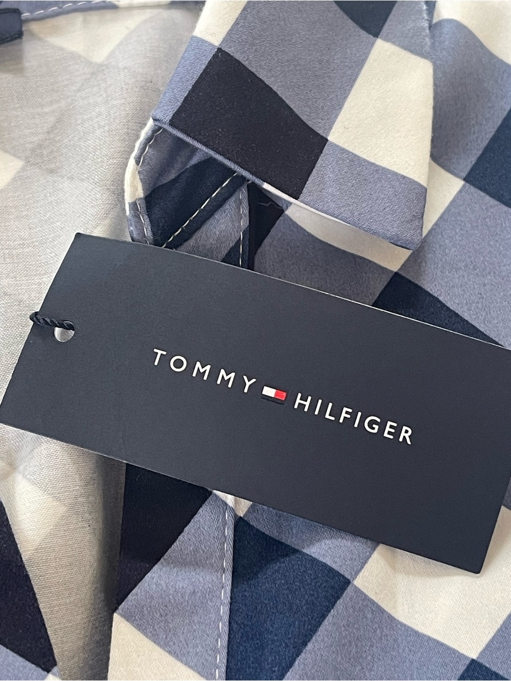 Tommy Hilfiger Navy Blue White Check Shirt Dress Sz 4 Sleeveless Pockets Tie NWT - Picture 11 of 14
